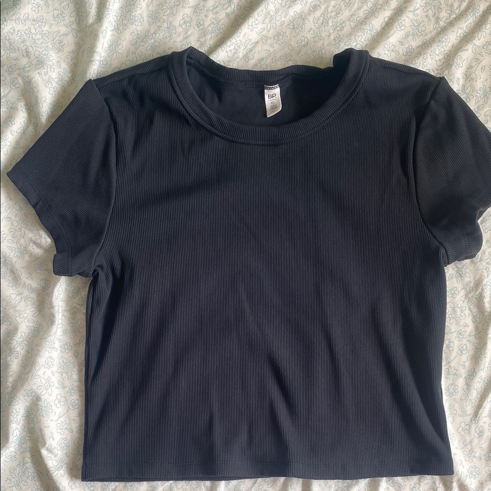 Classic Black Ribbed Women's Top